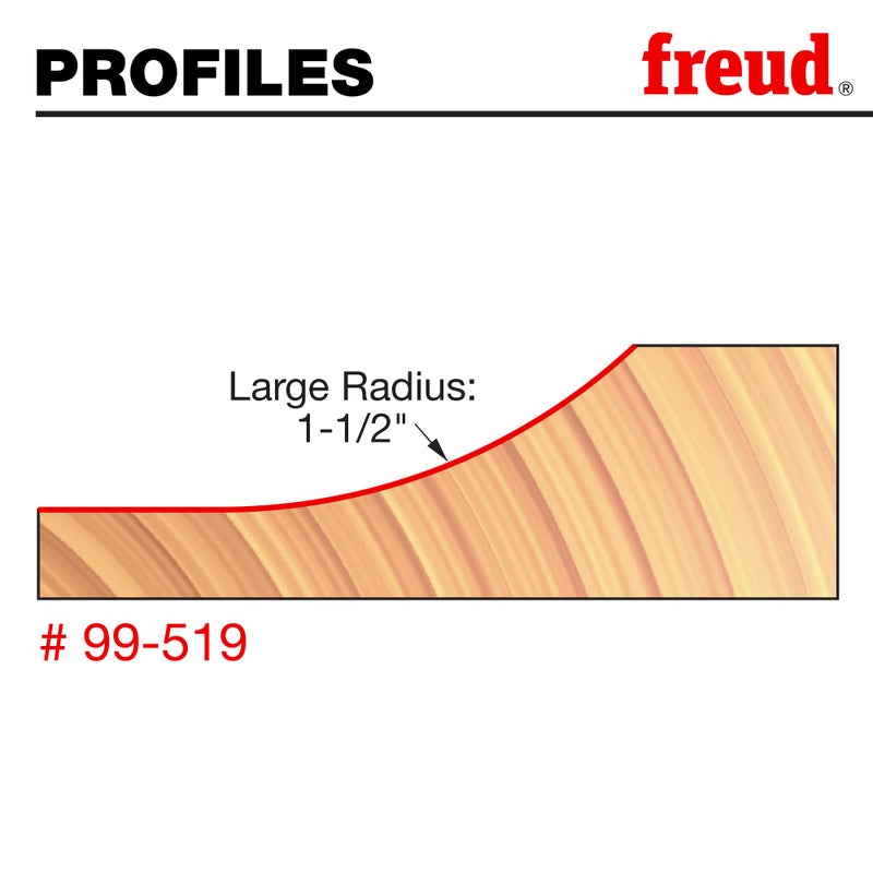 Freud 99-519: 3-1/2" (dia.) Raised Panel Bit with 1/2" shank, 1-1/2" large radius - Image 2
